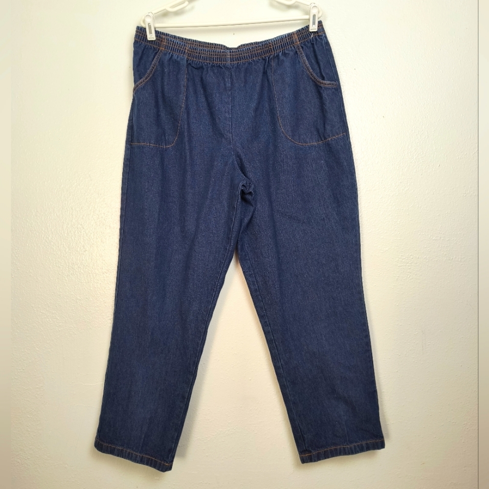 Blair Denim Joggers Pant 20 Petite Tall Pull On Elastic Waist High Rise